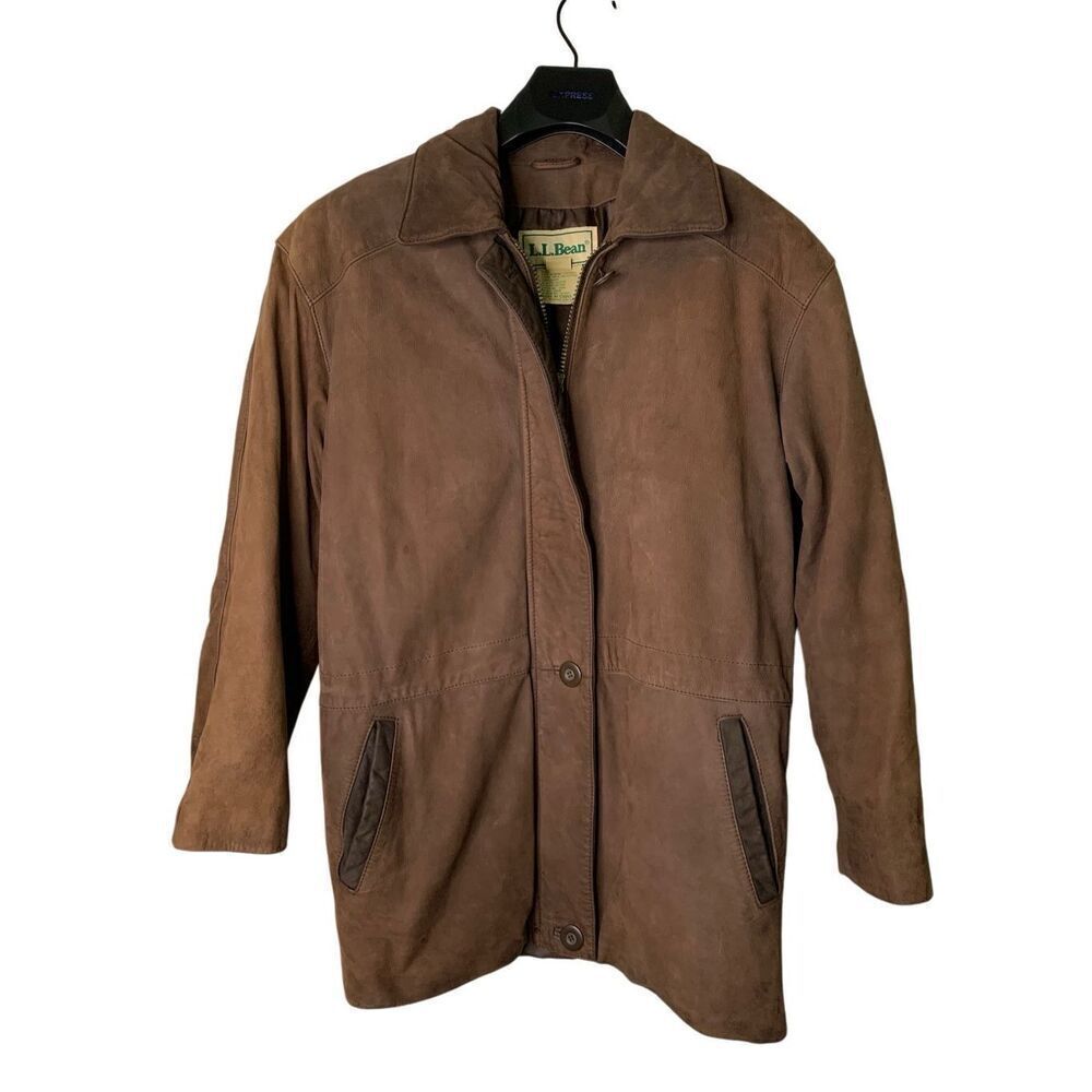 L.L. Bean 100% genuine leather suede jacket brown women's size 4 Petite